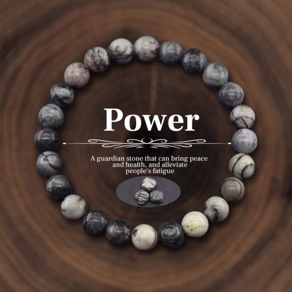 Picasso Jade Healing Crystal Elastic Bracelet, Guardian of Energy | 23g Natural Gemstone Beads