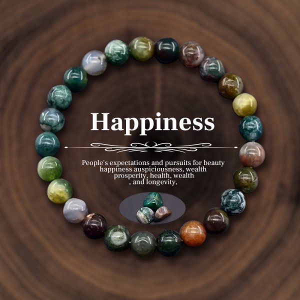 Indian Agate Healing Crystal Elastic Bracelet | Natural 23g Gemstone Beads
