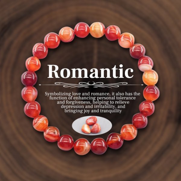 Natural Sardonyx Agate Romantic Bracelet - Healing Crystal for Love, Joy & Tranquility