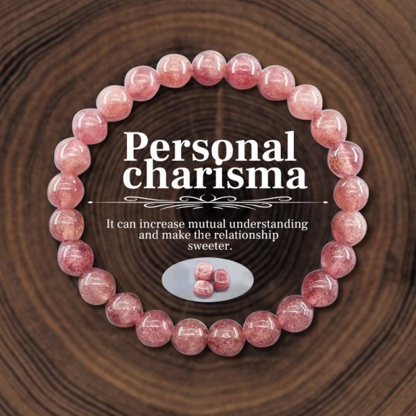 Natural Strawberry Quartz Bracelet - Healing Crystal for Personal Charisma & Love