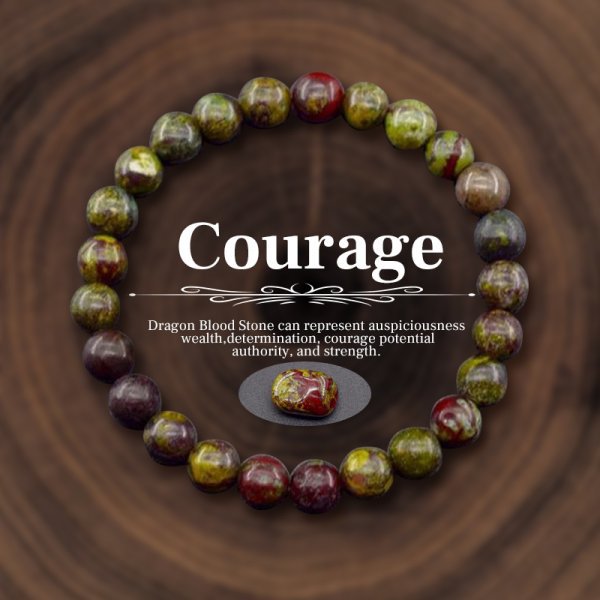 Courageous Dragon Bloodstone Healing Crystal Elastic Bracelet | 23g Natural Gemstone Beads